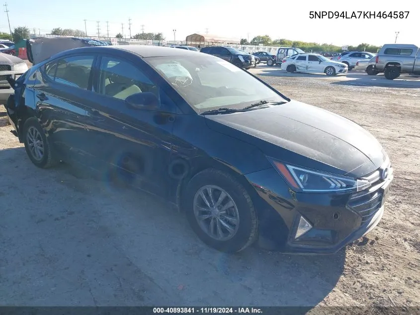 2019 Hyundai Elantra Eco VIN: 5NPD94LA7KH464587 Lot: 40893841