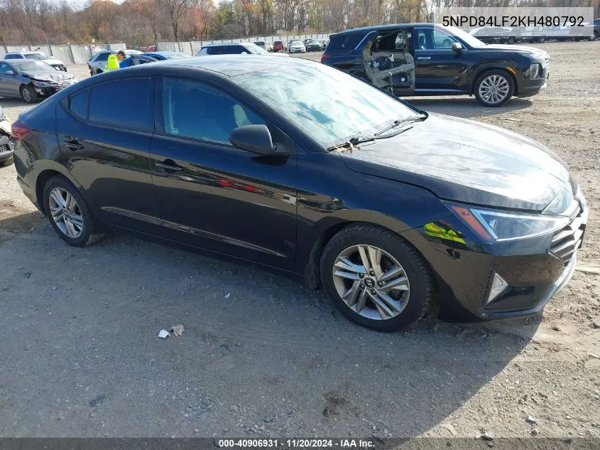 2019 Hyundai Elantra Sel VIN: 5NPD84LF2KH480792 Lot: 40906931