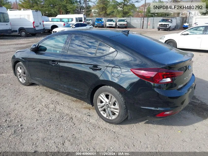 2019 Hyundai Elantra Sel VIN: 5NPD84LF2KH480792 Lot: 40906931