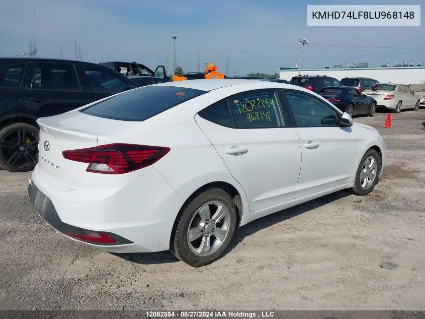 2020 Hyundai Elantra Essential Auto Ivt VIN: KMHD74LF8LU968148 Lot: 12082854