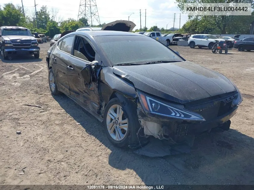 2020 Hyundai Elantra Preferred With Sun And Safety Package Auto Ivt VIN: KMHD84LF3LU004442 Lot: 12091179