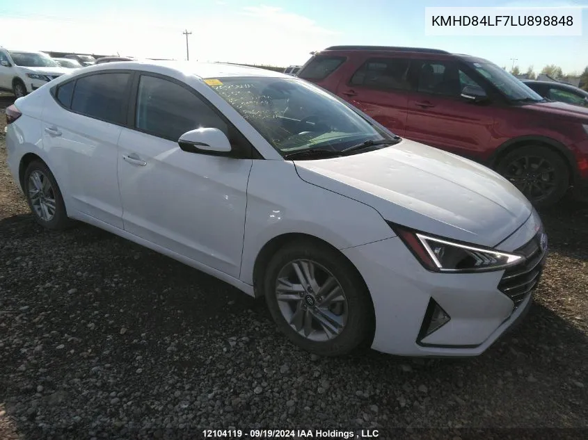 2020 Hyundai Elantra Sel/Value/Limited VIN: KMHD84LF7LU898848 Lot: 12104119