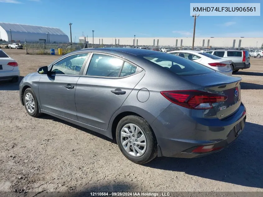 KMHD74LF3LU906561 2020 Hyundai Elantra Se