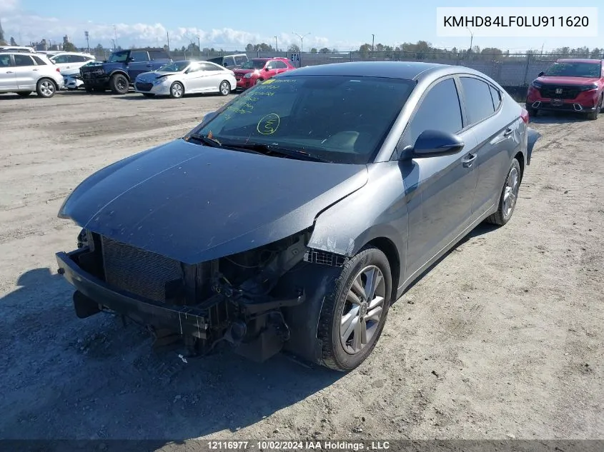 2020 Hyundai Elantra Sel/Value/Limited VIN: KMHD84LF0LU911620 Lot: 12116977