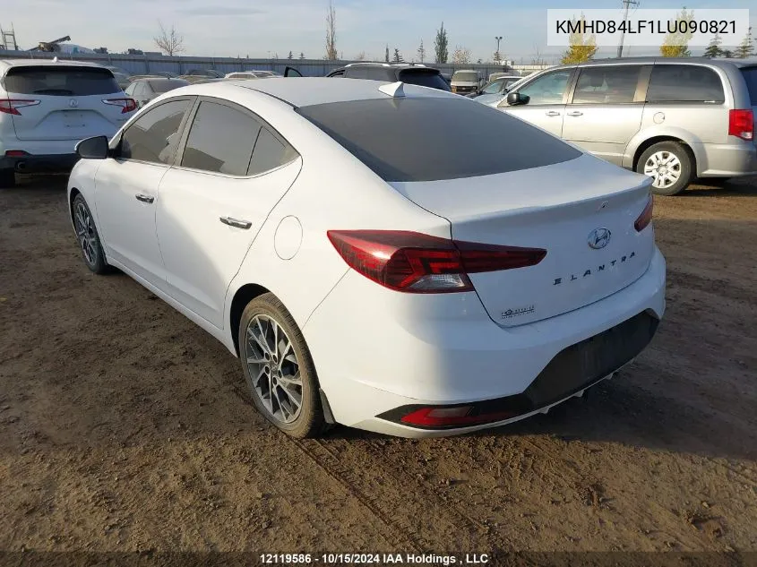 2020 Hyundai Elantra Sel/Value/Limited VIN: KMHD84LF1LU090821 Lot: 12119586