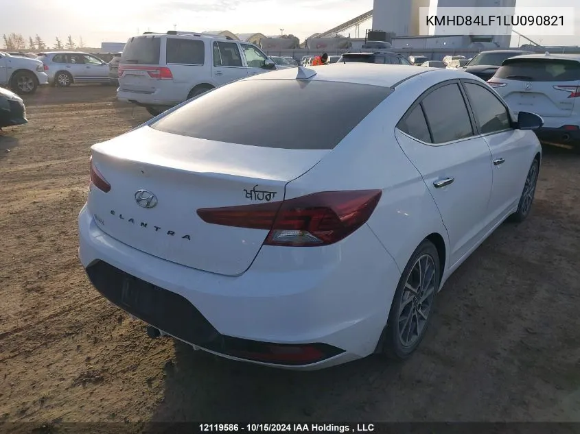 2020 Hyundai Elantra Sel/Value/Limited VIN: KMHD84LF1LU090821 Lot: 12119586