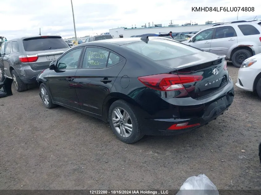 2020 Hyundai Elantra Preferred Auto Ivt VIN: KMHD84LF6LU074808 Lot: 12122280