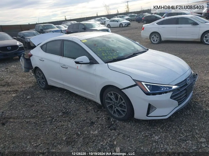 2020 Hyundai Elantra Sel/Value/Limited VIN: KMHD84LF2LU085403 Lot: 12128220