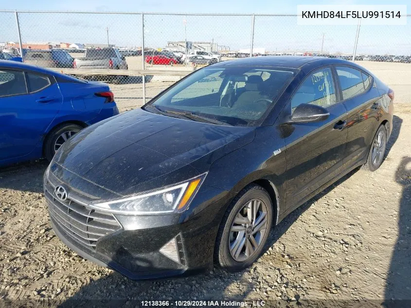 2020 Hyundai Elantra Sel/Value/Limited VIN: KMHD84LF5LU991514 Lot: 12138366