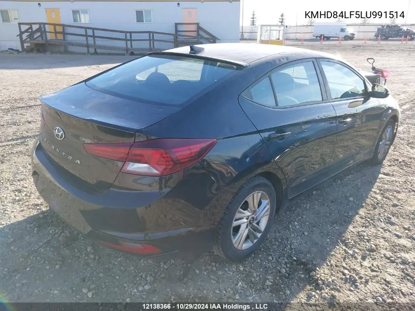 2020 Hyundai Elantra Sel/Value/Limited VIN: KMHD84LF5LU991514 Lot: 12138366