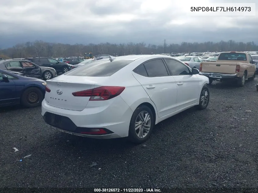 2020 Hyundai Elantra Sel VIN: 5NPD84LF7LH614973 Lot: 38126572