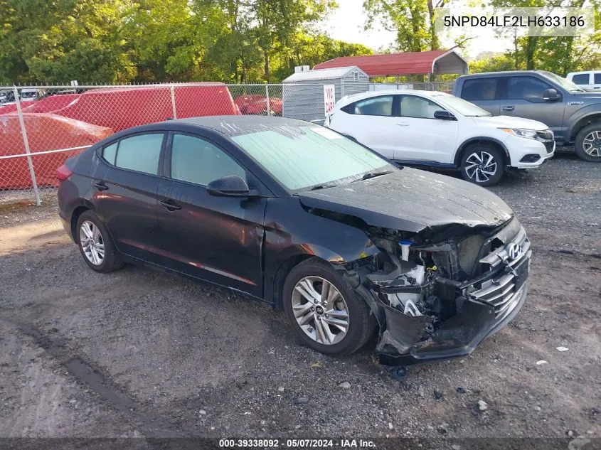 2020 Hyundai Elantra Sel VIN: 5NPD84LF2LH633186 Lot: 39338092