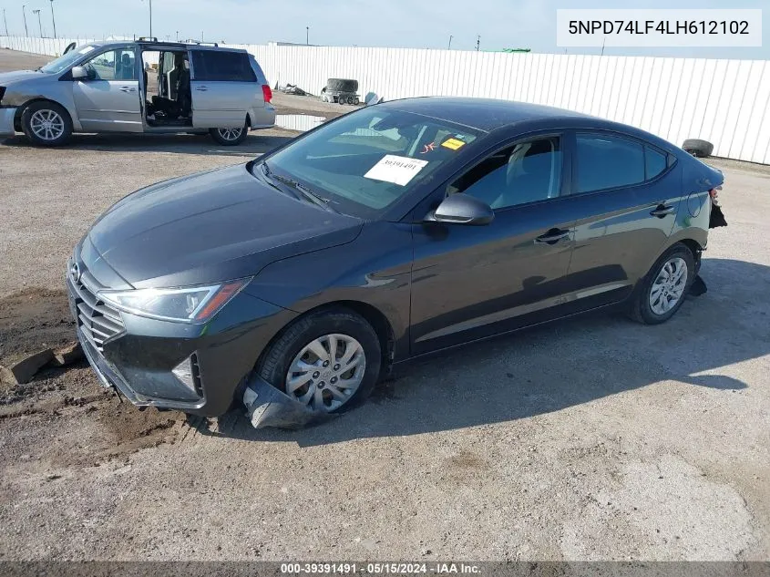 2020 Hyundai Elantra Se VIN: 5NPD74LF4LH612102 Lot: 39391491