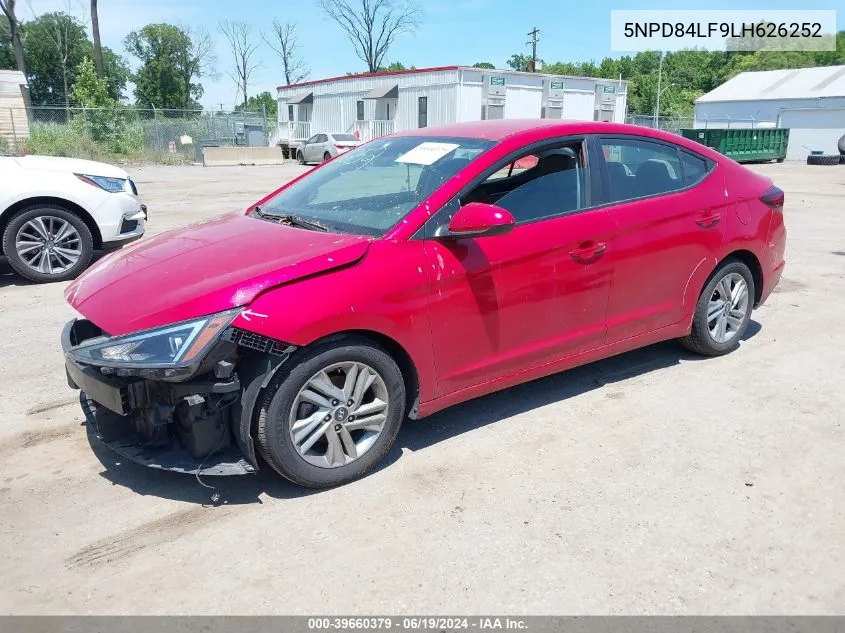 2020 Hyundai Elantra Sel VIN: 5NPD84LF9LH626252 Lot: 39660379