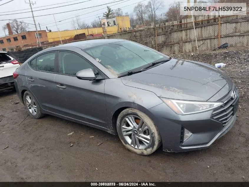 2020 Hyundai Elantra Sel VIN: 5NPD84LF7LH539322 Lot: 39733773