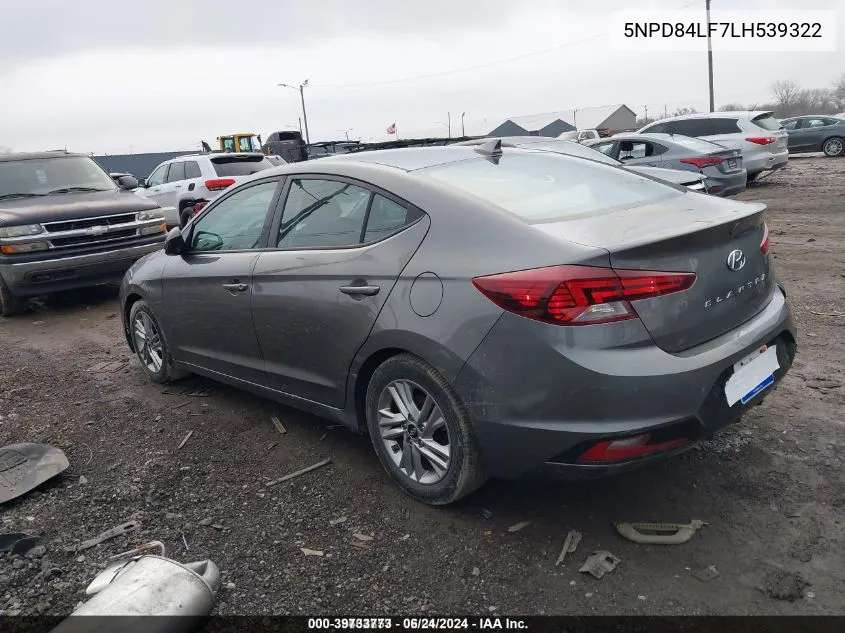 2020 Hyundai Elantra Sel VIN: 5NPD84LF7LH539322 Lot: 39733773