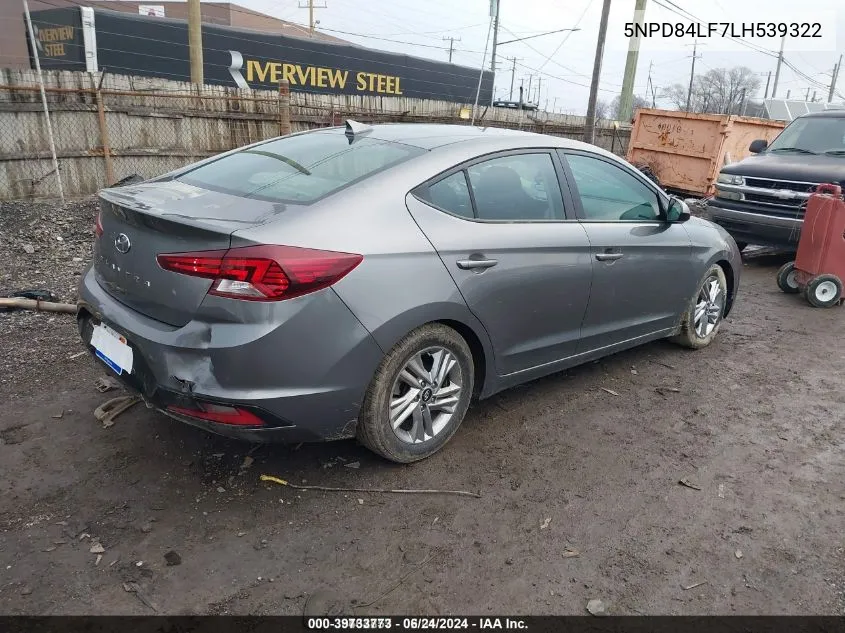 2020 Hyundai Elantra Sel VIN: 5NPD84LF7LH539322 Lot: 39733773