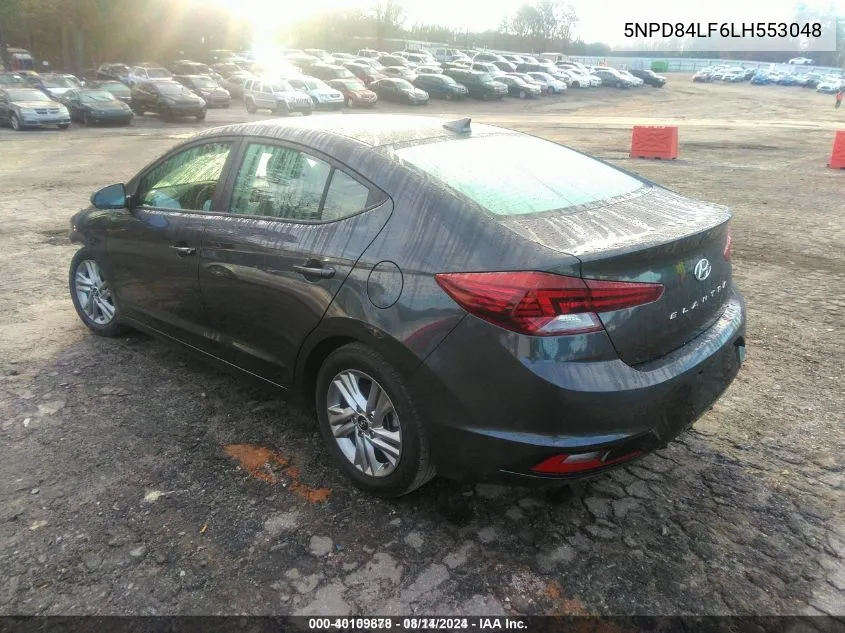 2020 Hyundai Elantra Sel VIN: 5NPD84LF6LH553048 Lot: 40109878