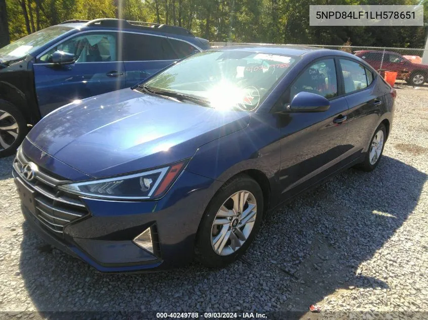 2020 Hyundai Elantra Sel VIN: 5NPD84LF1LH578651 Lot: 40249788