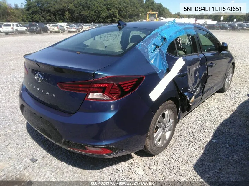 2020 Hyundai Elantra Sel VIN: 5NPD84LF1LH578651 Lot: 40249788