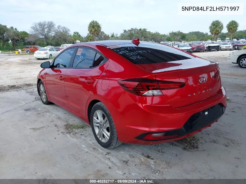 2020 Hyundai Elantra Sel VIN: 5NPD84LF2LH571997 Lot: 40252717