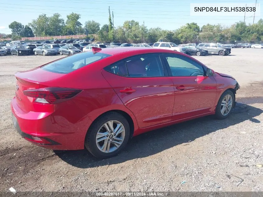 2020 Hyundai Elantra Sel VIN: 5NPD84LF3LH538538 Lot: 40297617