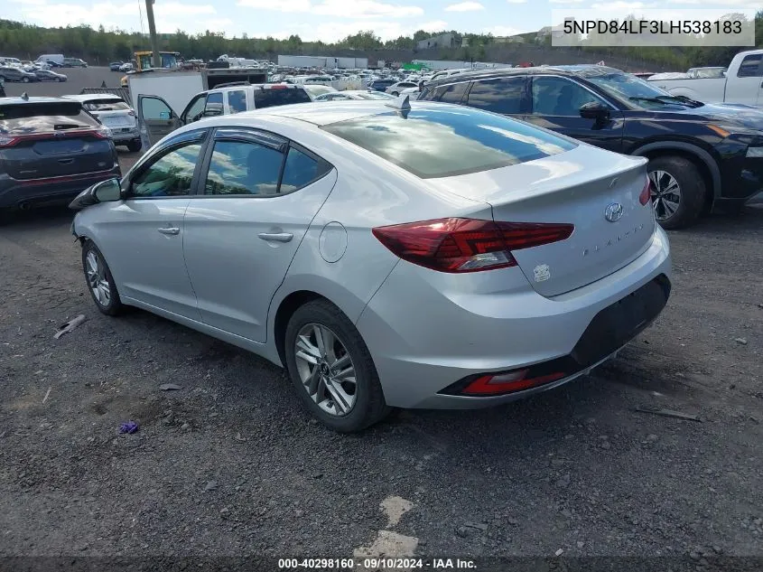 2020 Hyundai Elantra Sel VIN: 5NPD84LF3LH538183 Lot: 40298160