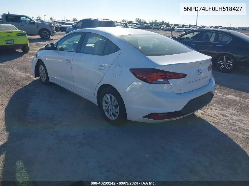 2020 Hyundai Elantra Se VIN: 5NPD74LF0LH518427 Lot: 40299242