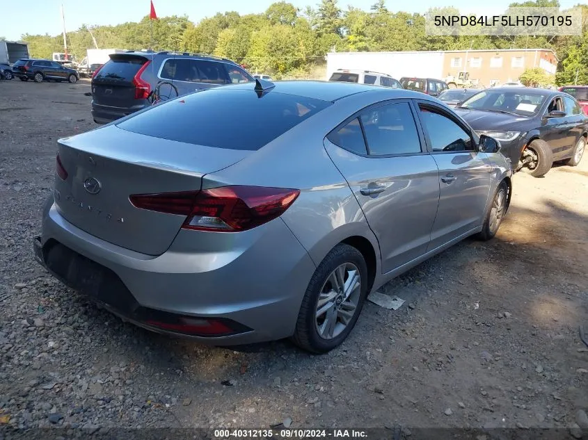 2020 Hyundai Elantra Sel VIN: 5NPD84LF5LH570195 Lot: 40312135