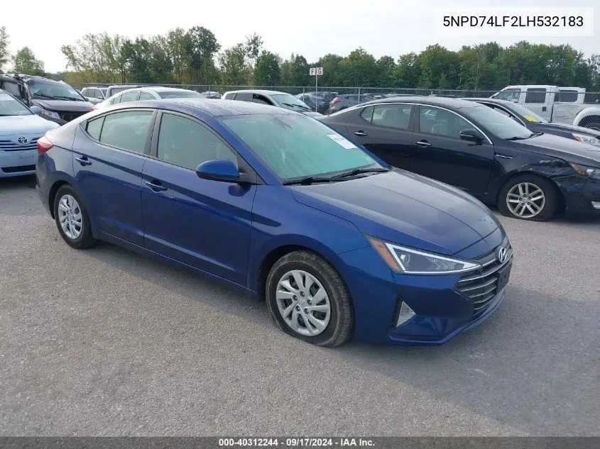 2020 Hyundai Elantra Se VIN: 5NPD74LF2LH532183 Lot: 40312244