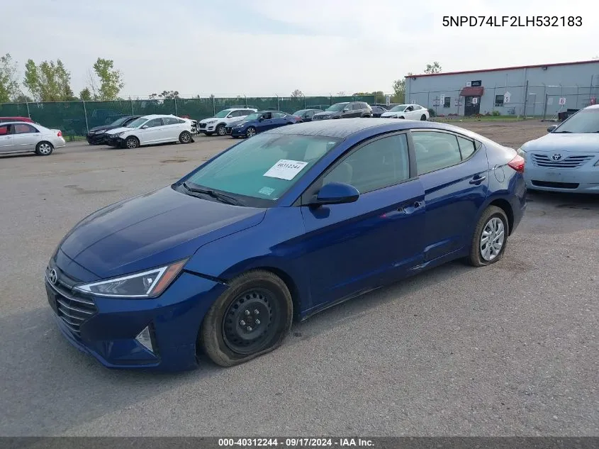 2020 Hyundai Elantra Se VIN: 5NPD74LF2LH532183 Lot: 40312244