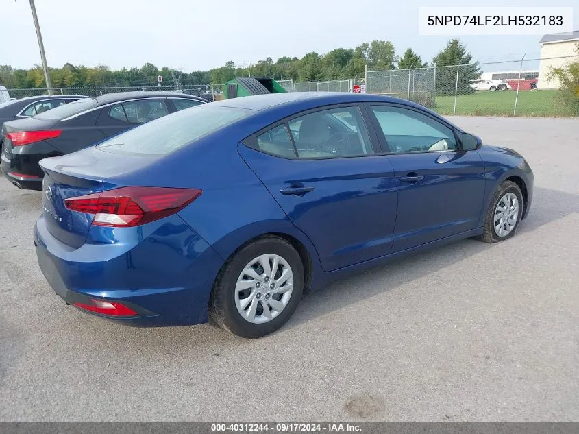 2020 Hyundai Elantra Se VIN: 5NPD74LF2LH532183 Lot: 40312244