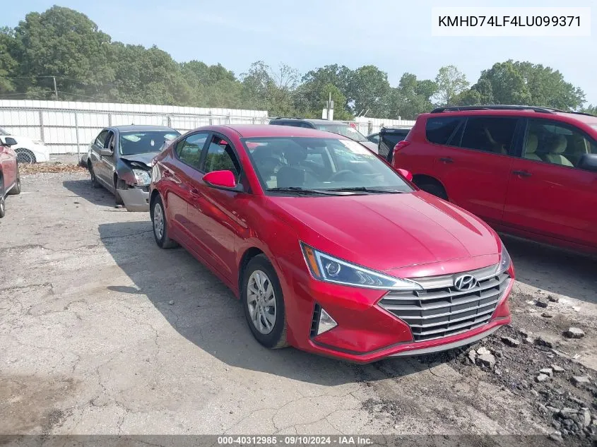 2020 Hyundai Elantra Se VIN: KMHD74LF4LU099371 Lot: 40312985