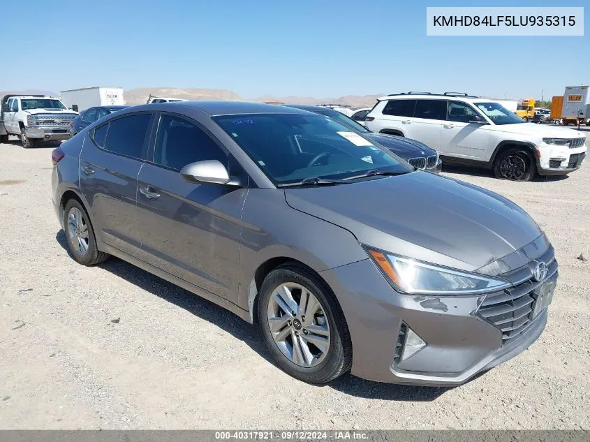 KMHD84LF5LU935315 2020 Hyundai Elantra Sel/Value/Limited