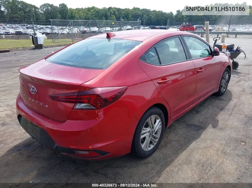 2020 Hyundai Elantra Sel VIN: 5NPD84LF1LH510186 Lot: 40326673