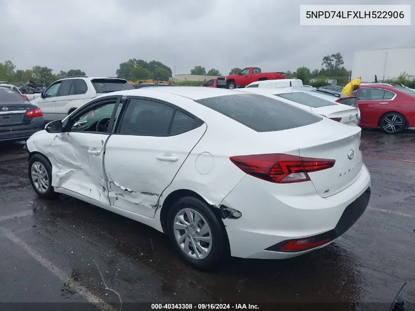 2020 Hyundai Elantra Se VIN: 5NPD74LFXLH522906 Lot: 40343308