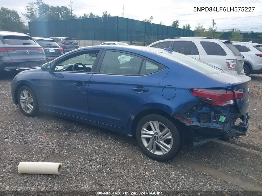 2020 Hyundai Elantra Sel/Value/Limited VIN: 5NPD84LF6LH575227 Lot: 40351628