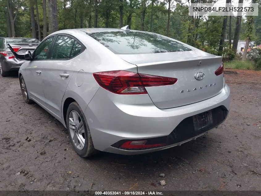 2020 Hyundai Elantra Sel VIN: 5NPD84LF2LH522573 Lot: 40353041