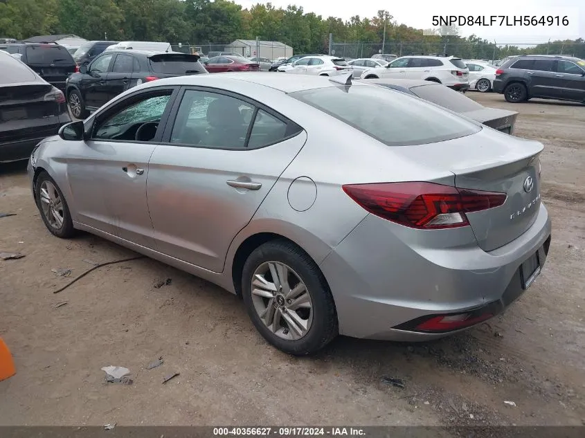 2020 Hyundai Elantra Sel/Value/Limited VIN: 5NPD84LF7LH564916 Lot: 40356627