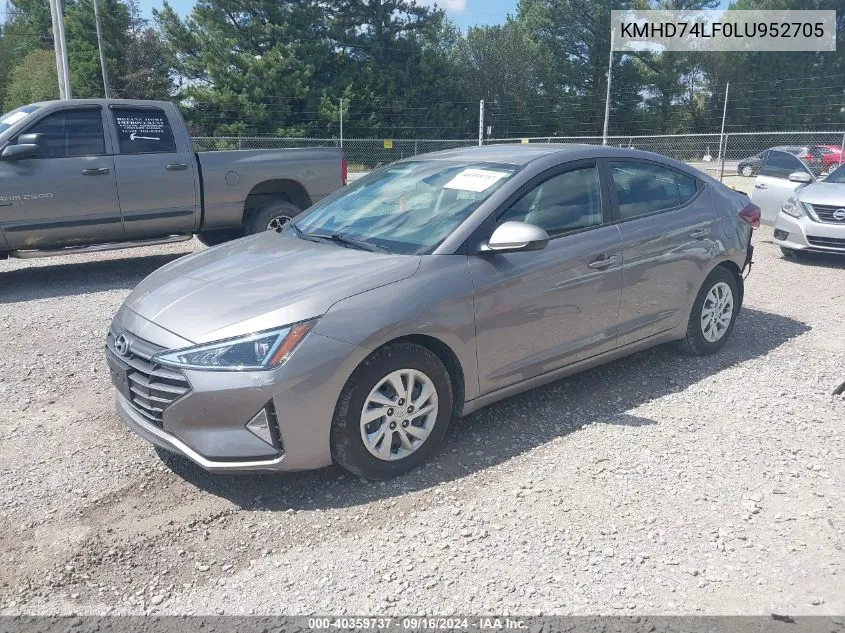 2020 Hyundai Elantra Se VIN: KMHD74LF0LU952705 Lot: 40359737