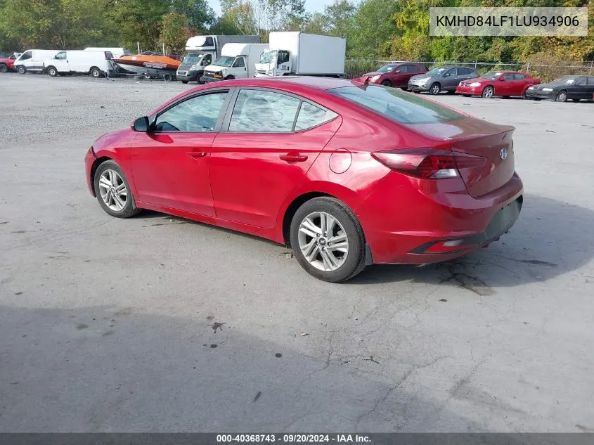 2020 Hyundai Elantra Value Edition VIN: KMHD84LF1LU934906 Lot: 40368743