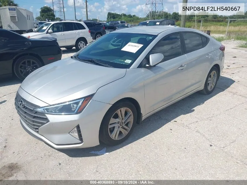 2020 Hyundai Elantra Sel VIN: 5NPD84LF2LH540667 Lot: 40368893