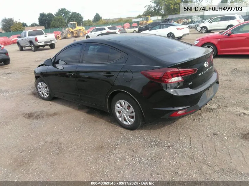 2020 Hyundai Elantra Se VIN: 5NPD74LF0LH499703 Lot: 40369545