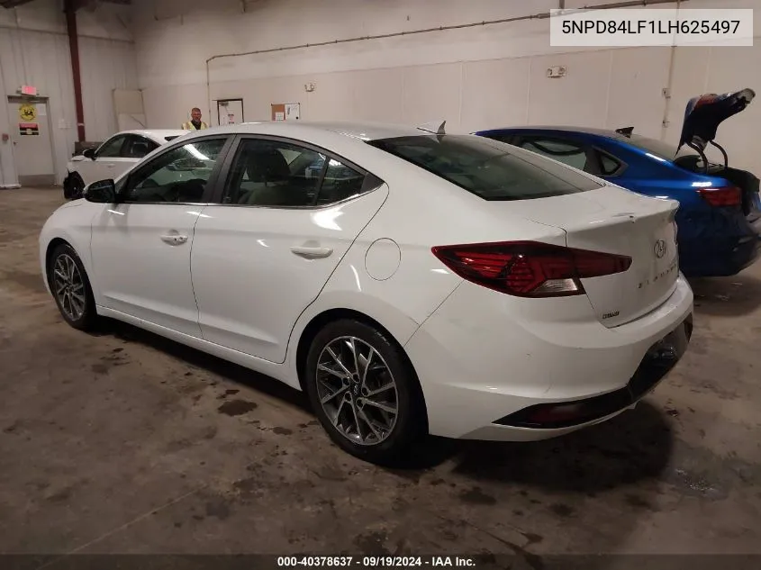 2020 Hyundai Elantra Limited VIN: 5NPD84LF1LH625497 Lot: 40378637