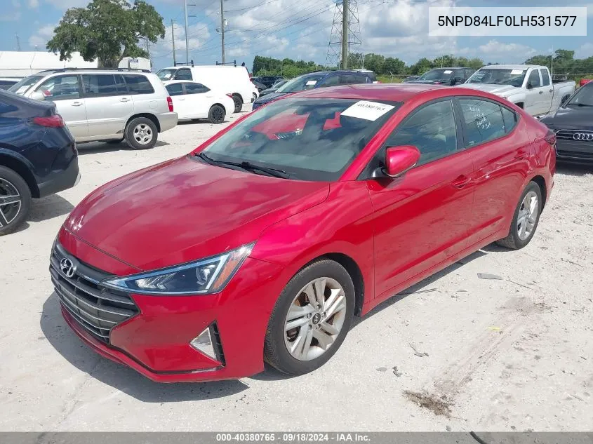 2020 Hyundai Elantra Sel VIN: 5NPD84LF0LH531577 Lot: 40380765