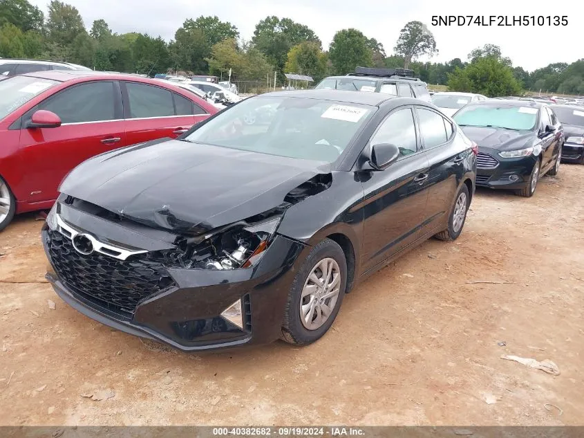 2020 Hyundai Elantra Se VIN: 5NPD74LF2LH510135 Lot: 40382682