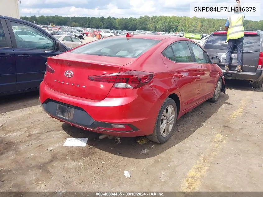 2020 Hyundai Elantra Sel VIN: 5NPD84LF7LH516378 Lot: 40384465