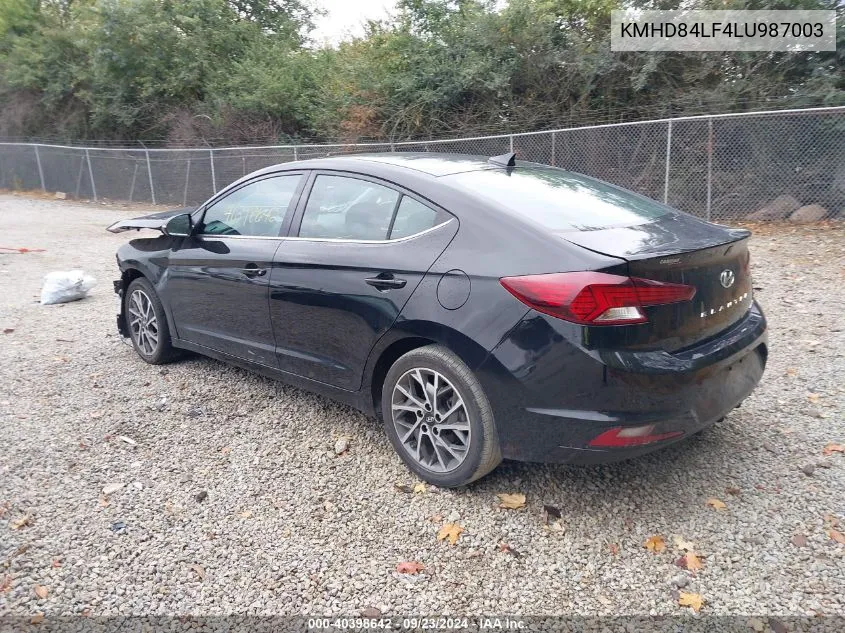 2020 Hyundai Elantra Sel/Value/Limited VIN: KMHD84LF4LU987003 Lot: 40398642