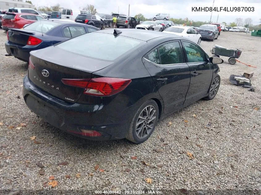 2020 Hyundai Elantra Sel/Value/Limited VIN: KMHD84LF4LU987003 Lot: 40398642