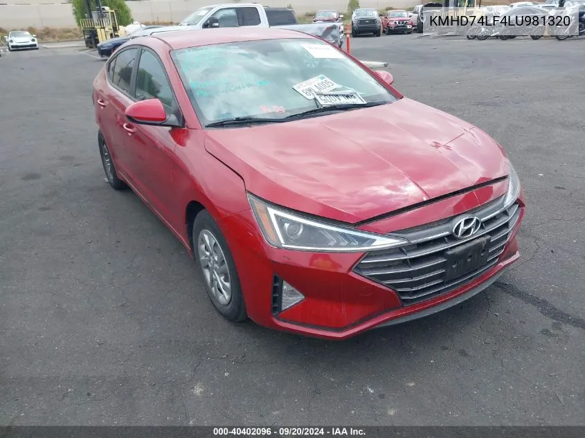 KMHD74LF4LU981320 2020 Hyundai Elantra Se